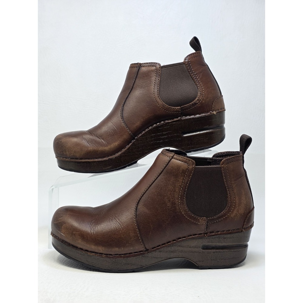 Dansko Womens Brown Burnished Leather Chelsea Frankie Ankle Boots Size 36 US 5.5 - Picture 3 of 10